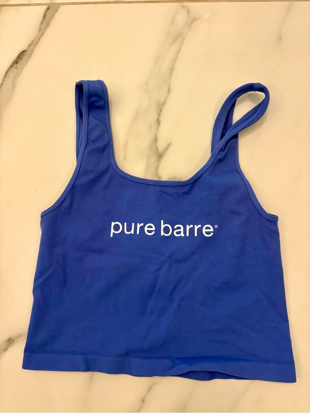 Pure Barre Blue Logo Crop Tank Top